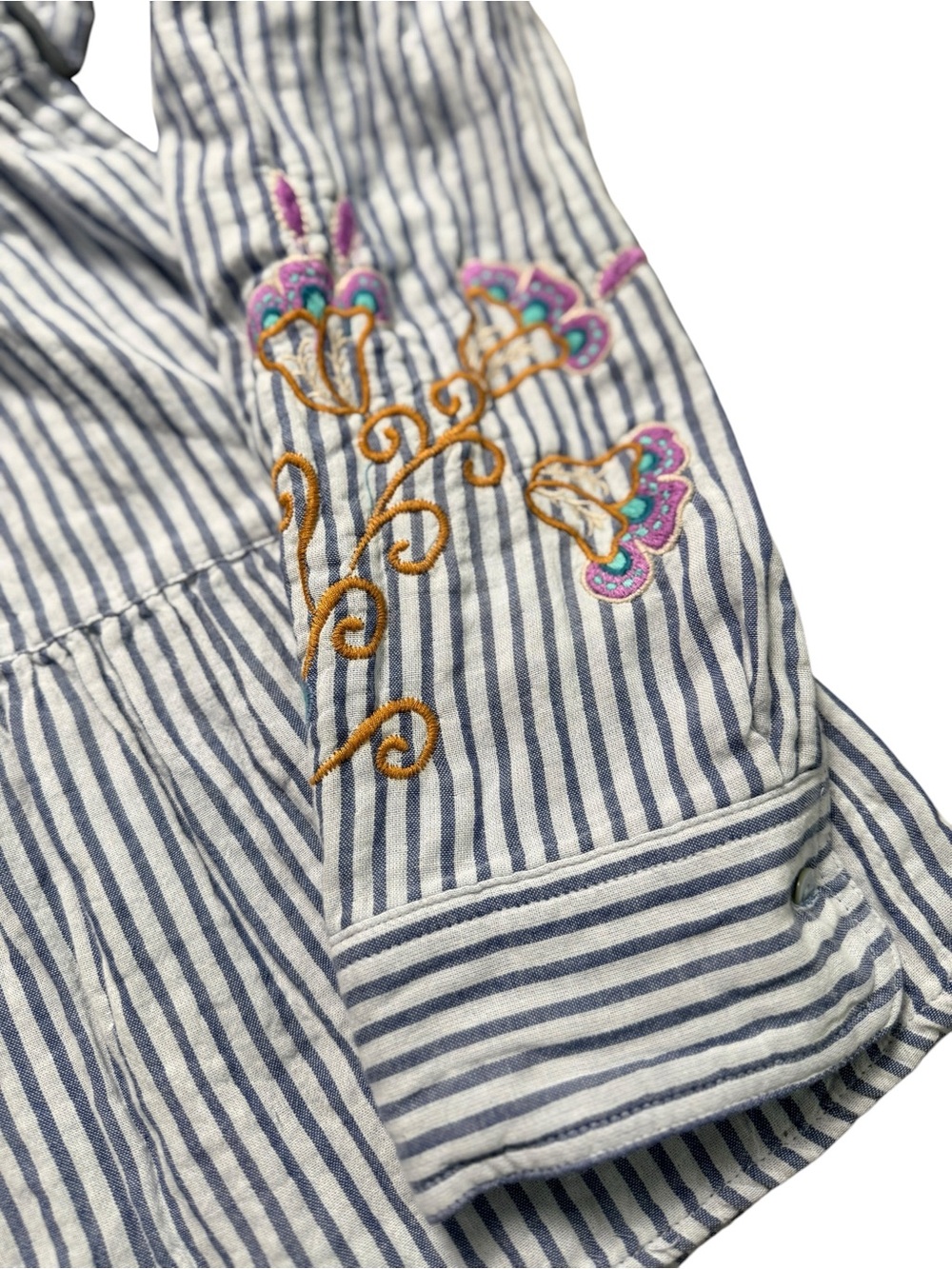 NWT Johnny Was Workshop Embroidered Stripe Tunic Top Small Boho Button Front - Picture 4 of 16